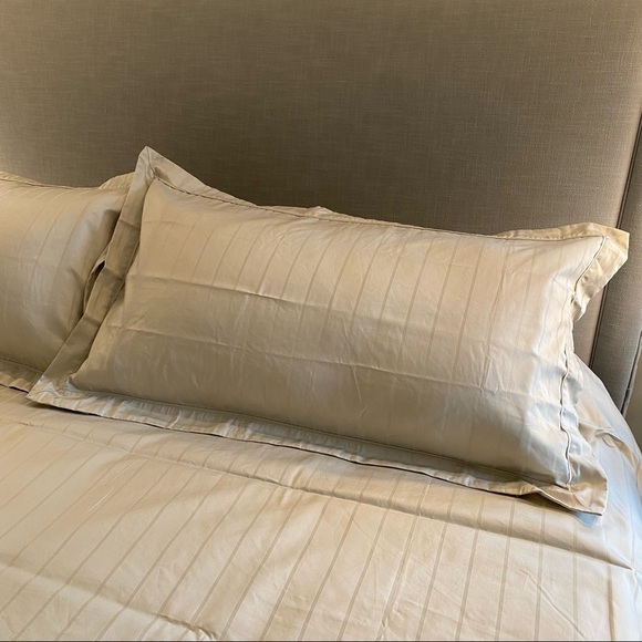 NWOT Custom King Duvet Cover and Shams - Tone on Tone Stripe in Soft Pewter - Picture 2 of 4